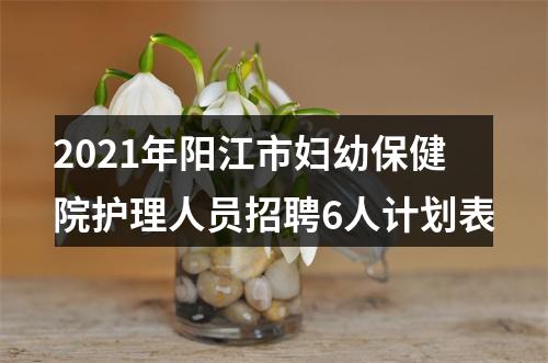 2021年阳江市妇幼保健院护理人员招聘6人计划表 图片