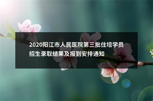 2020阳江市人民医院第三批住培学员招生录取结果及报到安排通知 图片